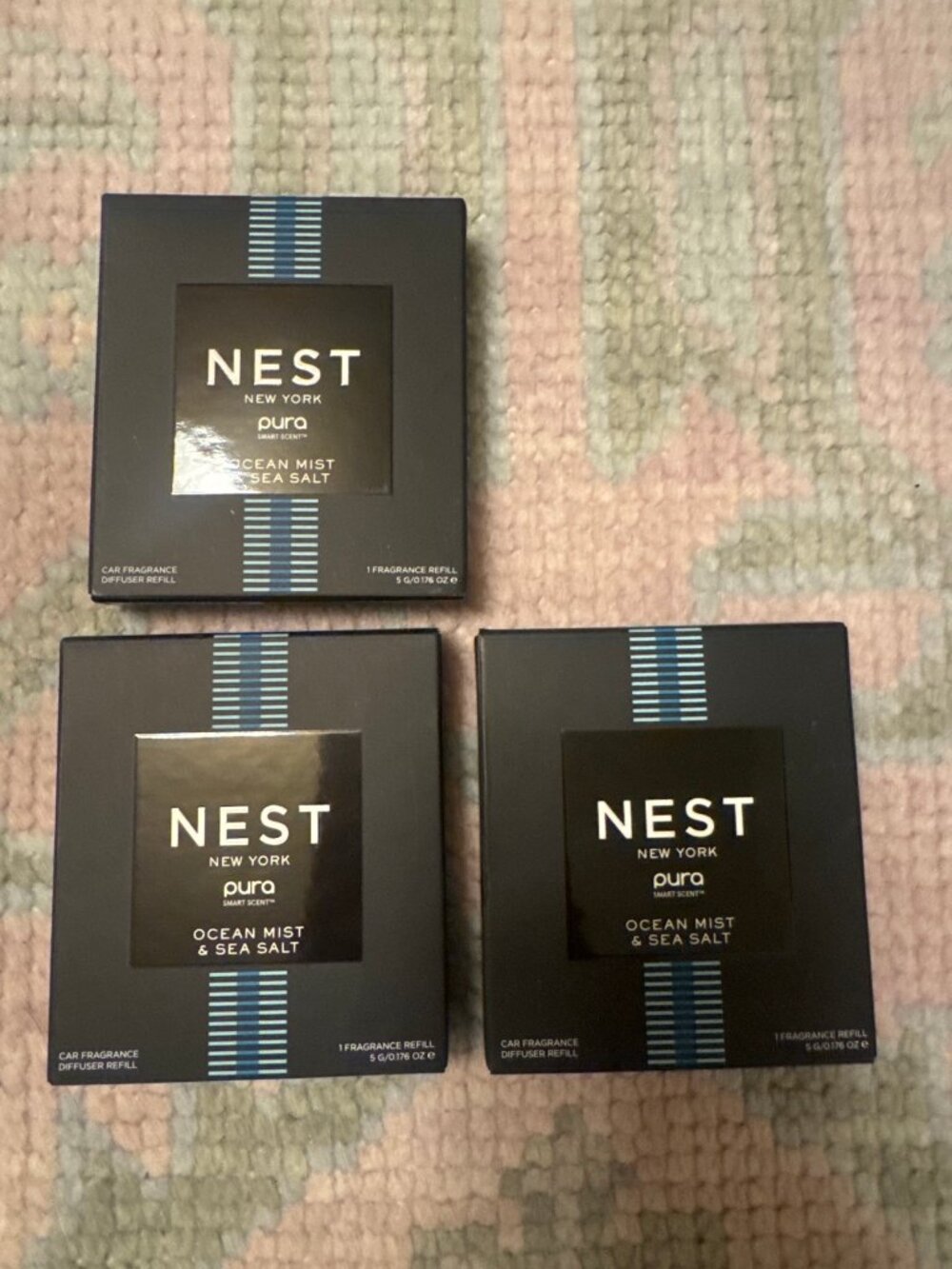 NEST New York x Pura Car Fragrance Refills Ocean Mist Sea Salt Set of 3 NIB